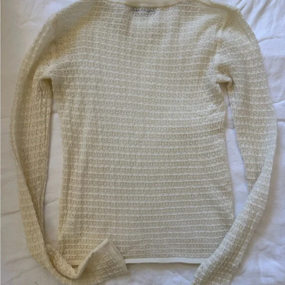 White + Warren Merino Wool Textured Cream Sweater xs - Picture 5 of 6
